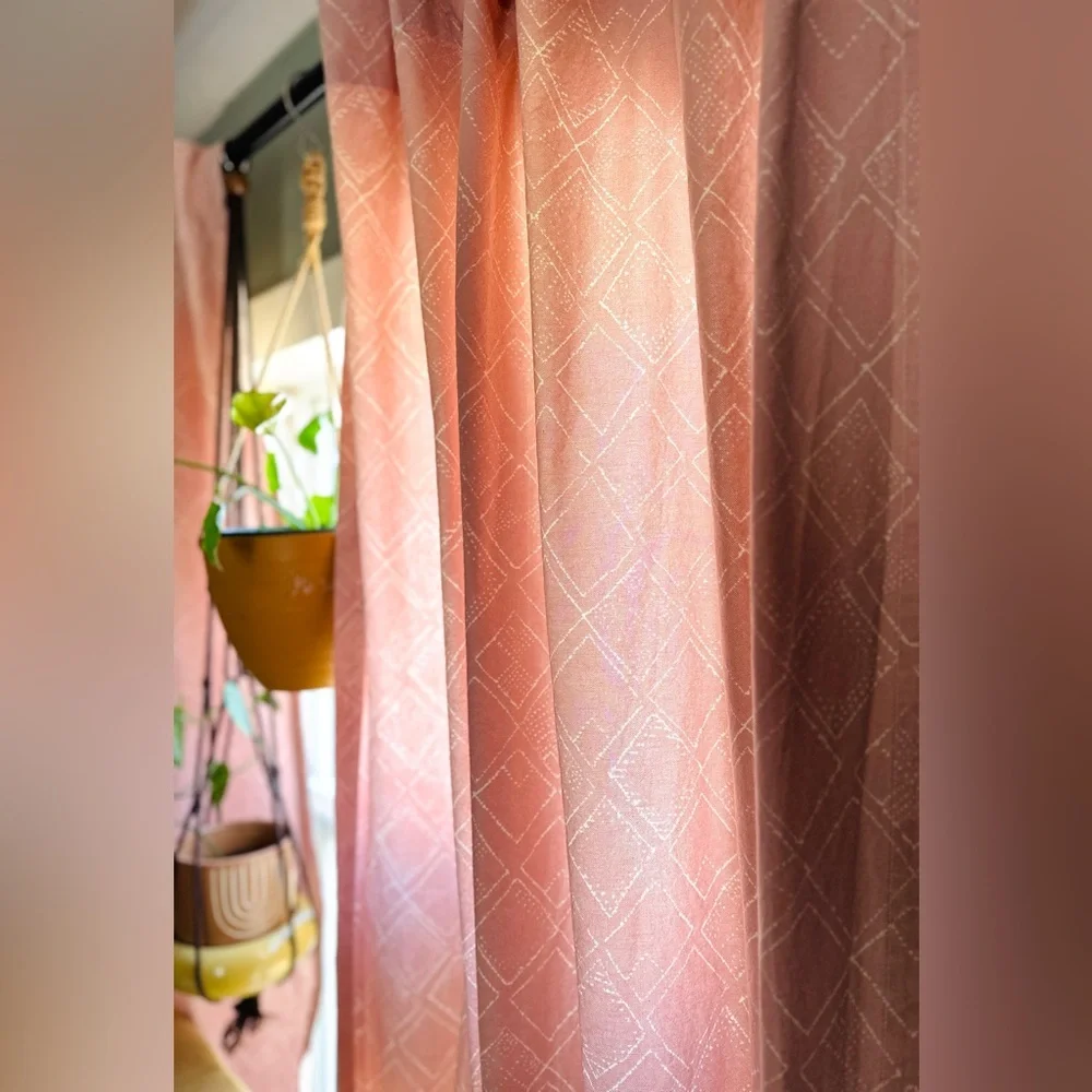 2 WEST ELM Custom Tailored Cotton Canvas Misty Rose Curtain Panels 48x75